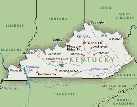 Map Of Ohio And Kentucky Border   Kentuckymap2 